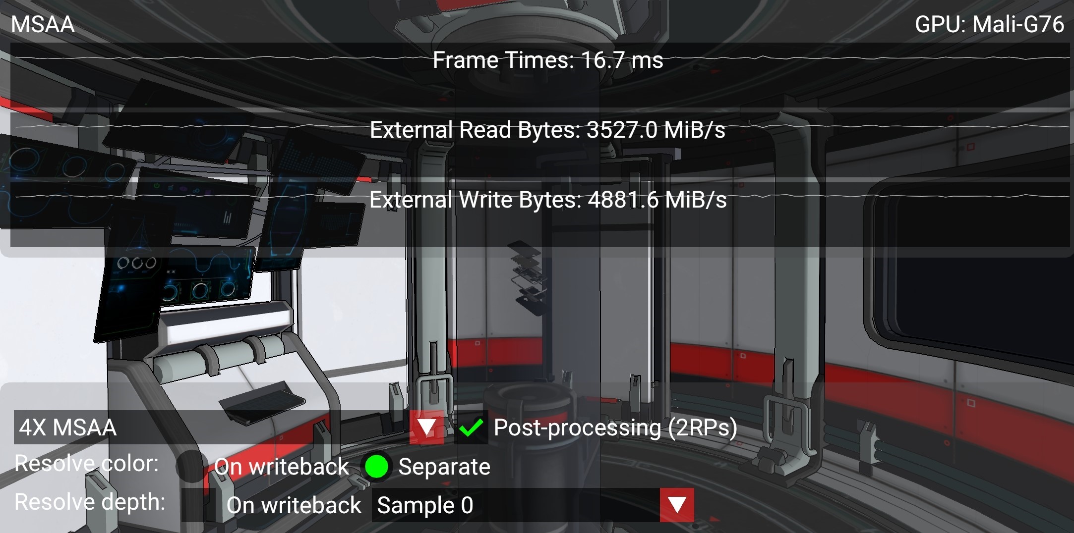 Postprocessing with MSAA no write-back resolve sample