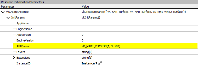 RenderDoc instance Api version